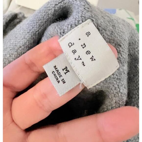 A New Day Gray Knit Sweater Dress Belted Mock Neck Long Sleeve Midi Size M NWOT - Picture 6 of 7